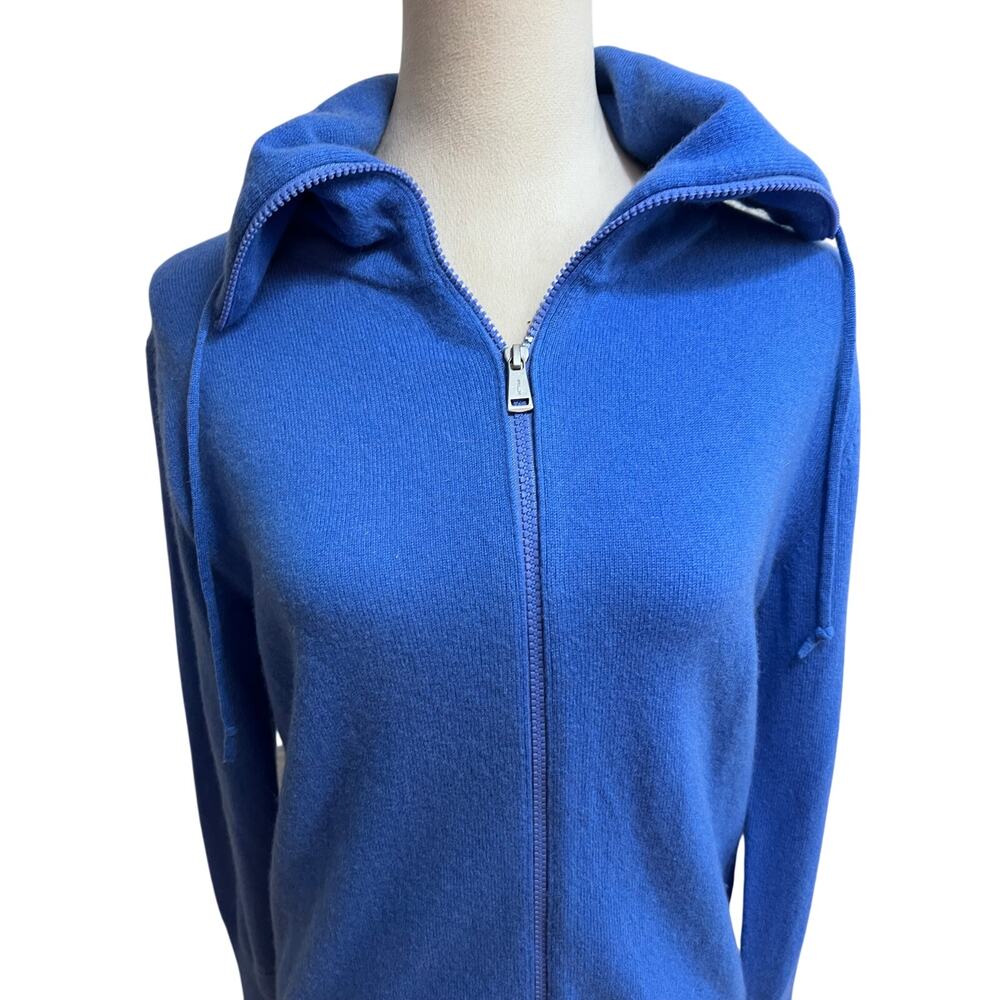 RLX Ralph Lauren 100% Cashmere Blue Full Zip Cowl Collar Sweater S